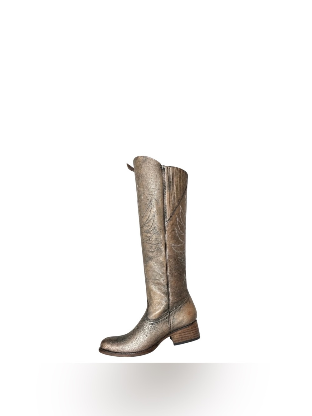 Freebird Whisper Antiqued Metallic Leather Western Stitching Heeled Cowboy Boots